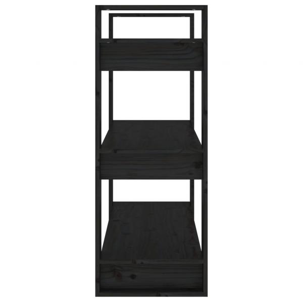 Bücherregal/Raumteiler Schwarz 80x35x91 cm Massivholz Kiefer