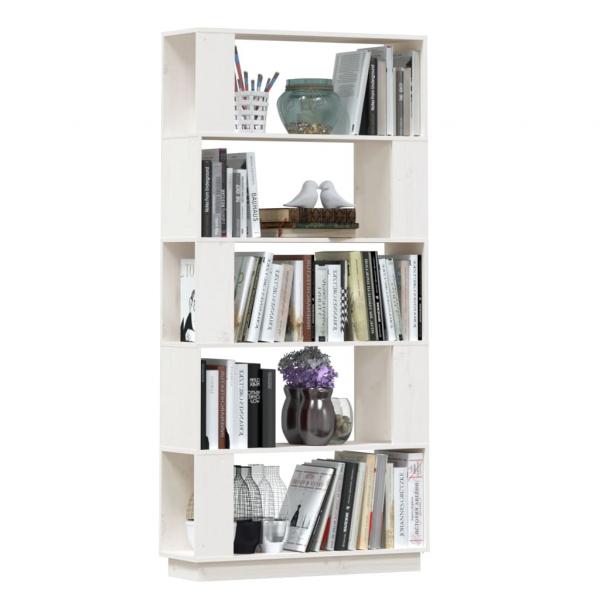 Bücherregal/Raumteiler Weiß 80x25x163,5 cm Massivholz Kiefer