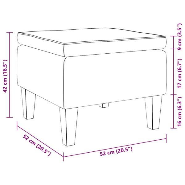 Hocker mit Holzbeinen Braun Samt