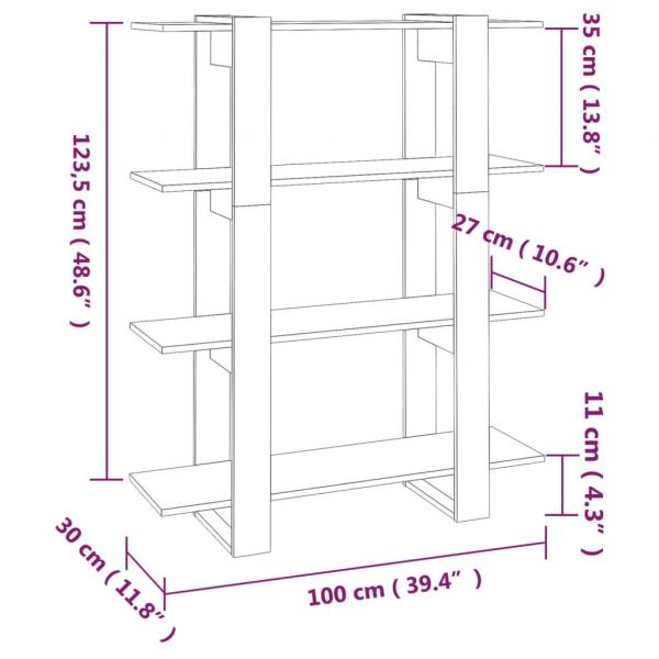 Bücherregal/Raumteiler Schwarz 100x30x123,5 cm