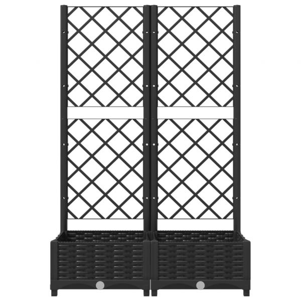 Pflanzkübel mit Spalier Schwarz 80x40x121,5 cm PP