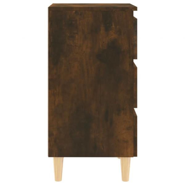Nachttisch mit Massivholz-Beinen Räuchereiche 40x35x69 cm