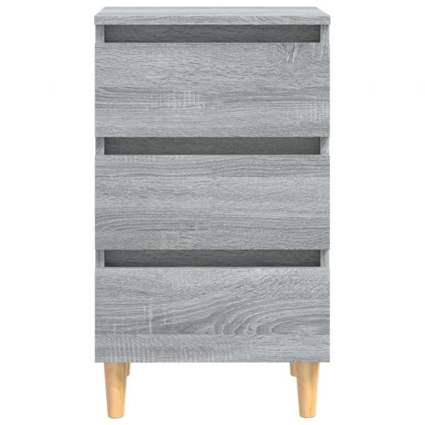 Nachttisch mit Massivholz-Beinen Grau Sonoma 40x35x69 cm