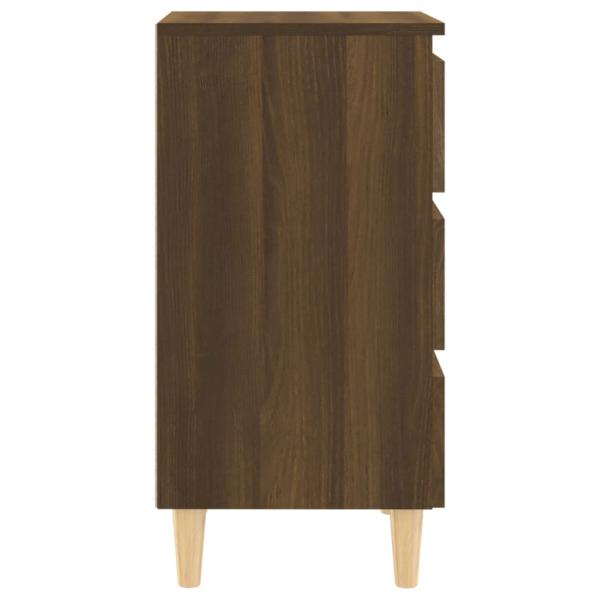 Nachttisch mit Massivholz-Beinen Braun Eichen-Optik 40x35x69 cm