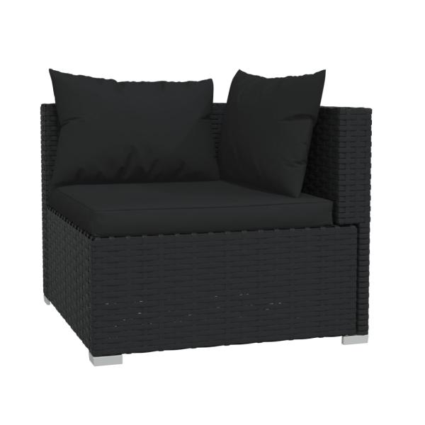 9-tlg. Garten-Lounge-Set mit Kissen Poly Rattan Schwarz