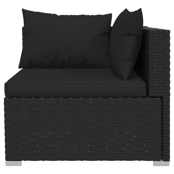 7-tlg. Garten-Lounge-Set mit Kissen Poly Rattan Schwarz