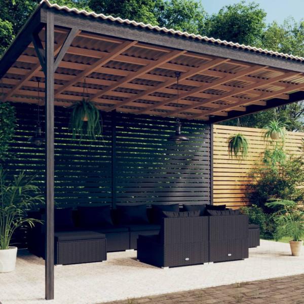 ARDEBO.de - 9-tlg. Garten-Lounge-Set mit Kissen Schwarz Poly Rattan
