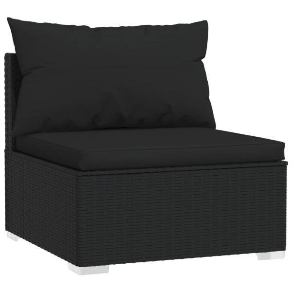 10-tlg. Garten-Lounge-Set mit Kissen Schwarz Poly Rattan