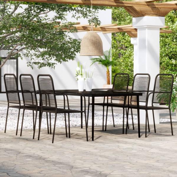 ARDEBO.de - 7-tlg. Garten-Essgruppe Schwarz