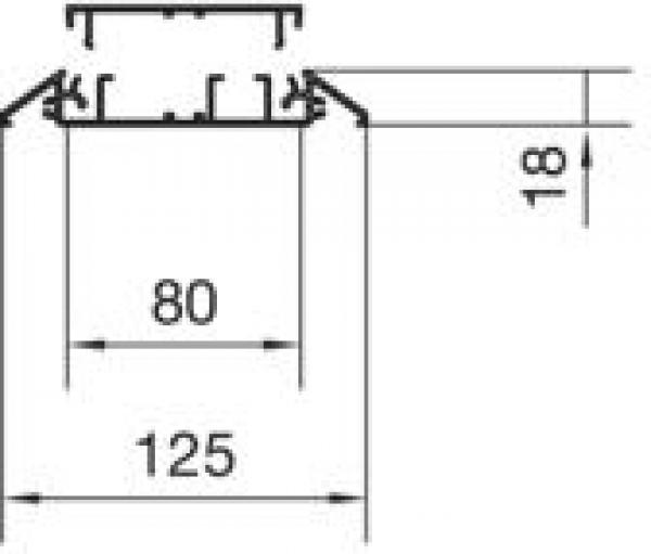 Hager AKA181250ELN Aufbodenkanal mit 2 Kammern aus Aluminium AKA 18x125mm eloxiert, 2m