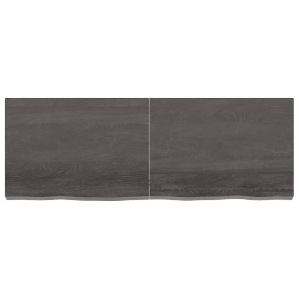 Wandregal Dunkelbraun 140x50x(2-6)cm Massivholz Eiche Behandelt
