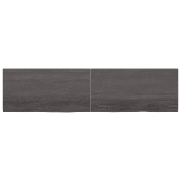 Wandregal Dunkelbraun 200x50x(2-4)cm Massivholz Eiche Behandelt
