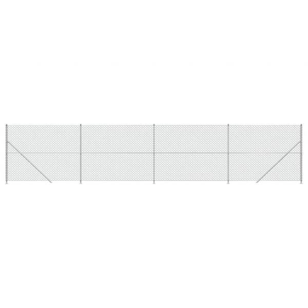 Maschendrahtzaun mit Bodenflansch Silbern 1,4x10 m