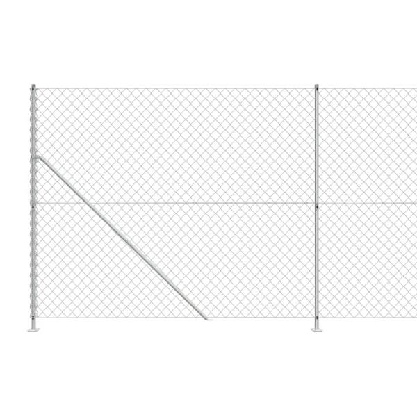 Maschendrahtzaun mit Bodenflansch Silbern 1,4x10 m