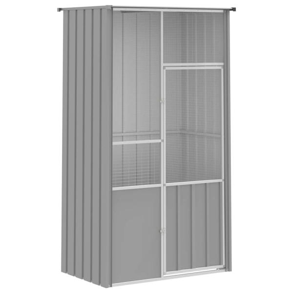 Voliere Grau 115x78x200 cm Verzinkter Stahl