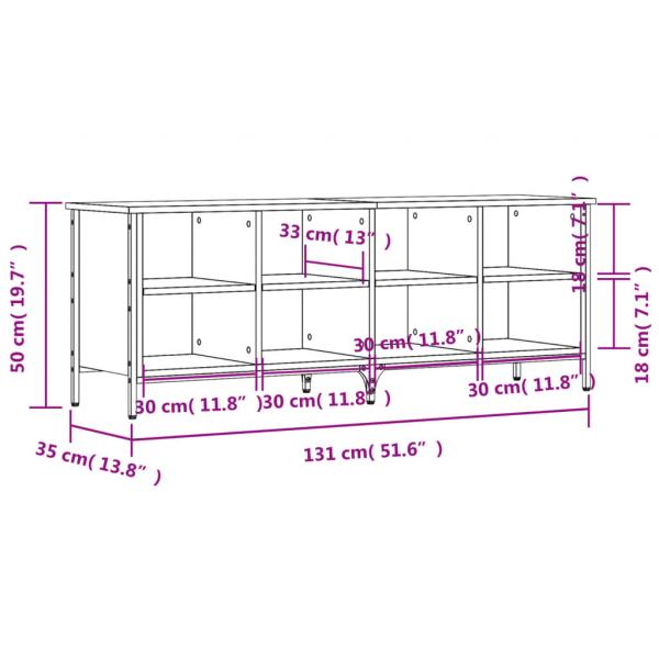 Schuhregal Sonoma-Eiche 131x35x50 cm Holzwerkstoff