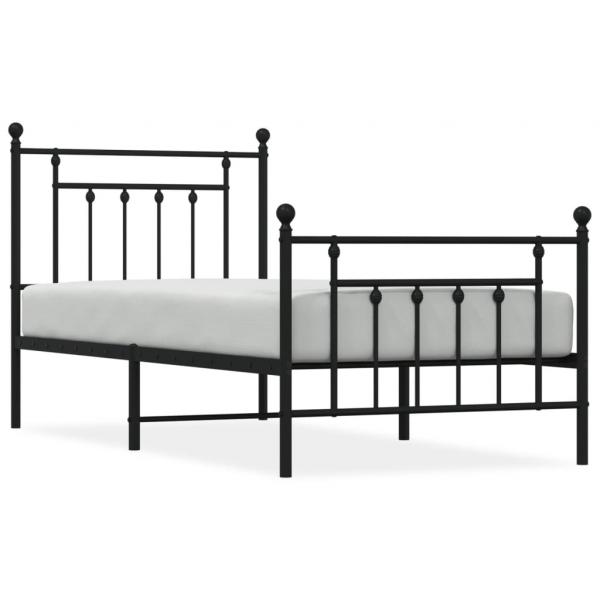 Bettgestell mit Kopf- und Fußteil Metall Schwarz 90x190 cm