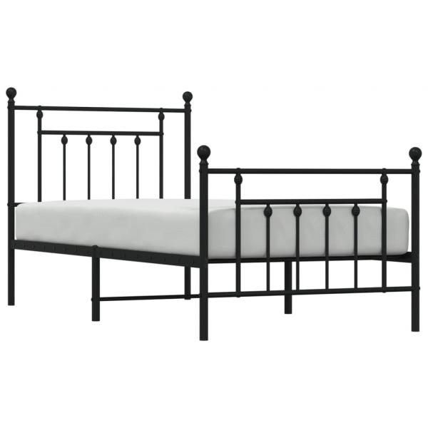 Bettgestell mit Kopf- und Fußteil Metall Schwarz 90x190 cm