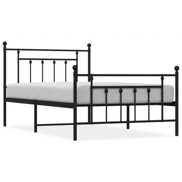 Bettgestell mit Kopf- und Fußteil Metall Schwarz 100x200 cm