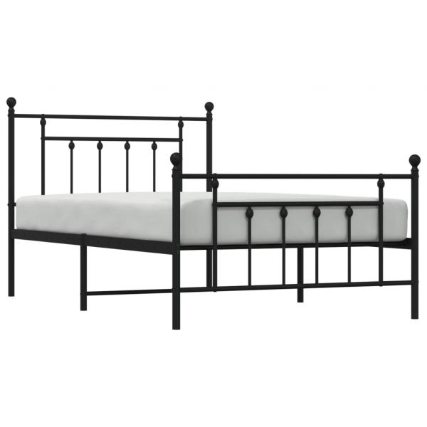 Bettgestell mit Kopf- und Fußteil Metall Schwarz 100x200 cm