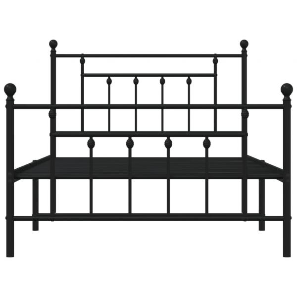 Bettgestell mit Kopf- und Fußteil Metall Schwarz 100x200 cm