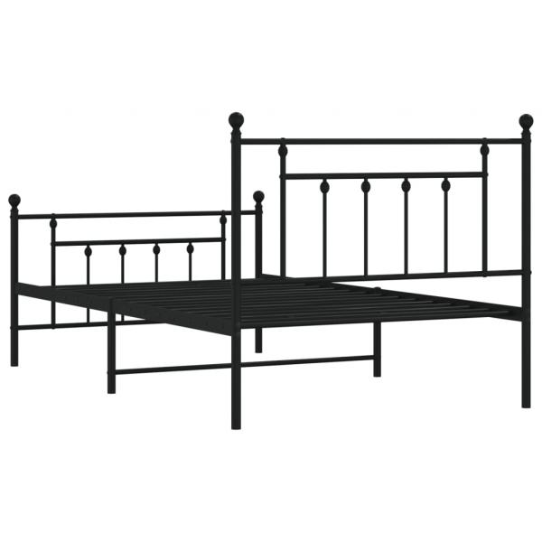 Bettgestell mit Kopf- und Fußteil Metall Schwarz 100x200 cm