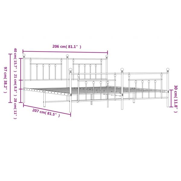 Bettgestell mit Kopf- und Fußteil Metall Weiß 200x200 cm