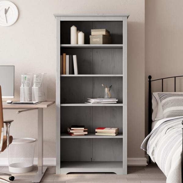 ARDEBO.de - Bücherregal BODO Grau 80x38x180 cm Massivholz Kiefer 5 Fächer