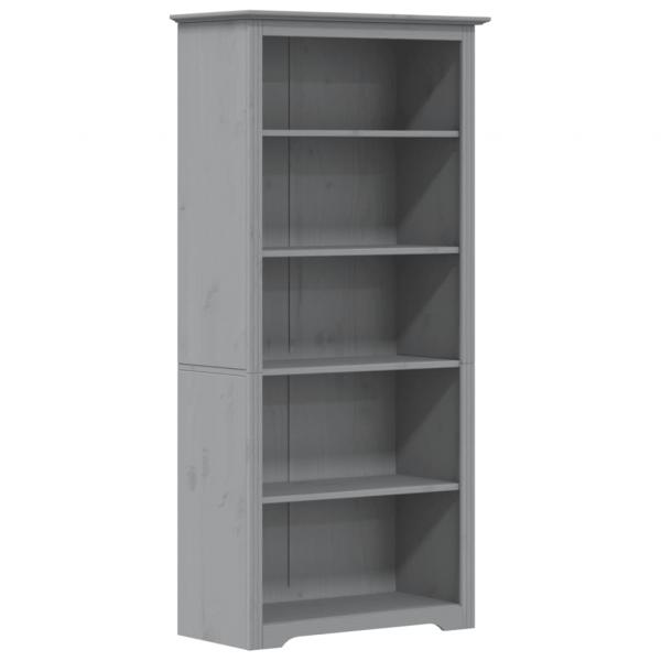 Bücherregal BODO Grau 80x38x180 cm Massivholz Kiefer 5 Fächer