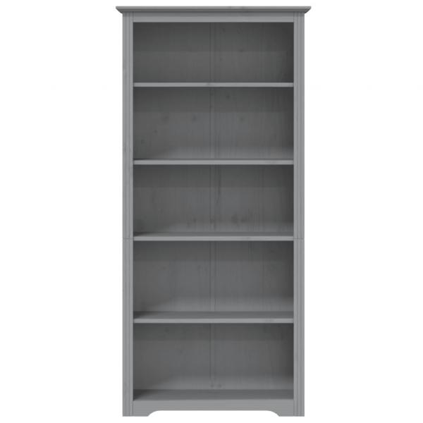 Bücherregal BODO Grau 80x38x180 cm Massivholz Kiefer 5 Fächer