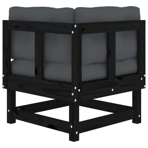 ARDEBO.de - Ecksofa mit Kissen Schwarz Massivholz Kiefer
