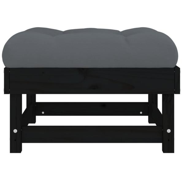 ARDEBO.de - Gartenhocker mit Kissen Schwarz Massivholz Kiefer