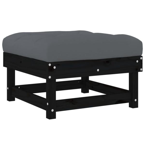 Gartenhocker mit Kissen 2 Stk. Schwarz Massivholz Kiefer