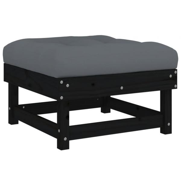 Gartenhocker mit Kissen 2 Stk. Schwarz Massivholz Kiefer