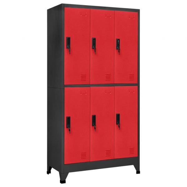ARDEBO.de - Schließfachschrank Anthrazit und Rot 90x45x180 cm Stahl