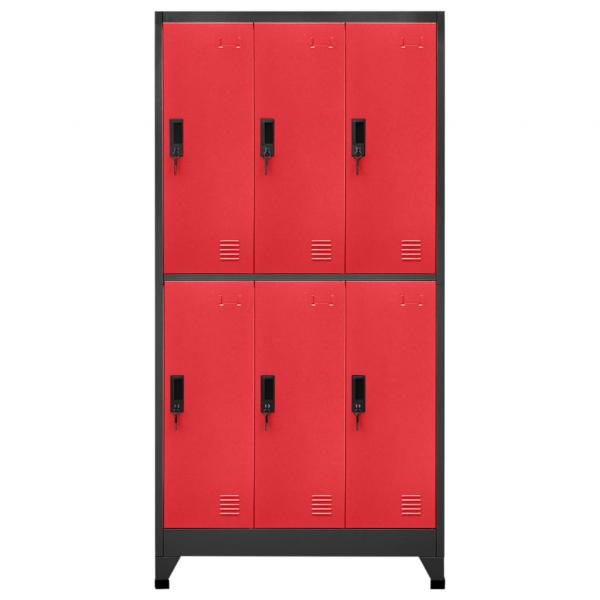 Schließfachschrank Anthrazit und Rot 90x45x180 cm Stahl