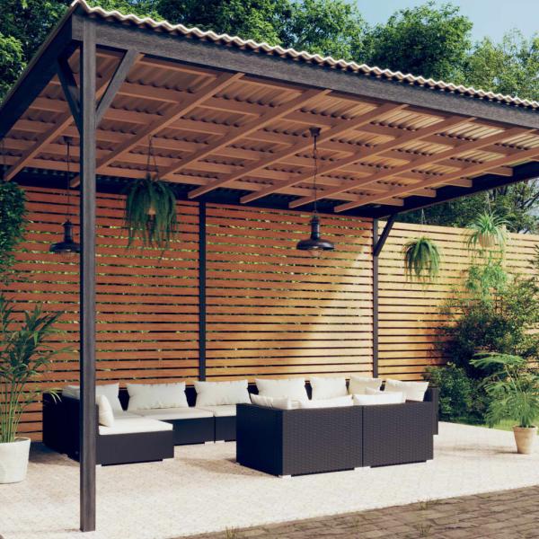 ARDEBO.de - 9-tlg. Garten-Lounge-Set mit Kissen Schwarz Poly Rattan