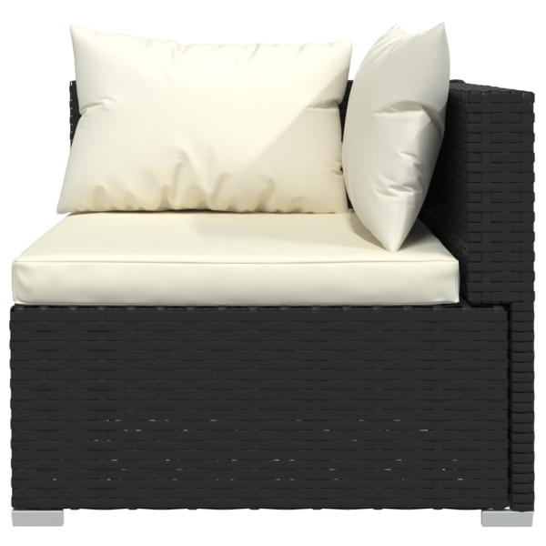 9-tlg. Garten-Lounge-Set mit Kissen Schwarz Poly Rattan