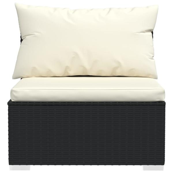 11-tlg. Garten-Lounge-Set mit Kissen Schwarz Poly Rattan