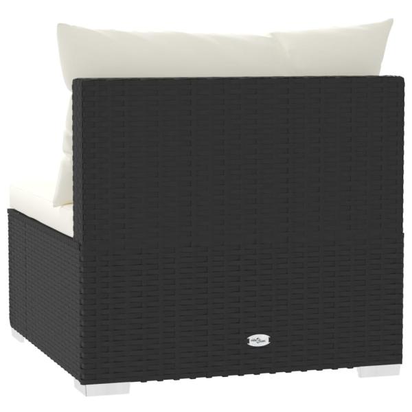 3-Sitzer-Sofa mit Kissen Schwarz Poly Rattan