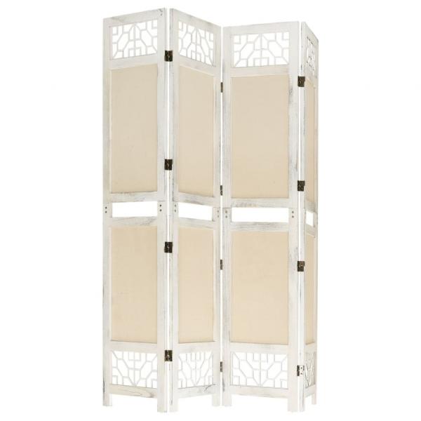 4-tlg. Raumteiler Creme 140x165 cm Stoff