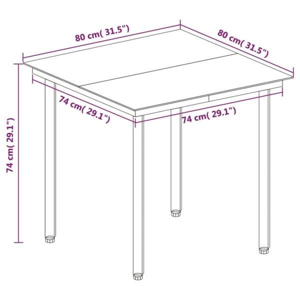3-tlg. Garten-Essgruppe mit Auflagen Poly Rattan und Glas