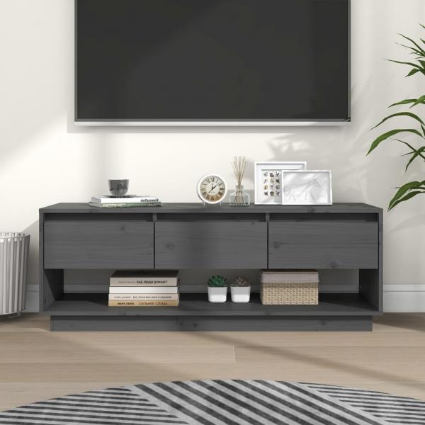 ARDEBO.de - TV-Schrank Grau 110,5x34x40 cm Massivholz Kiefer
