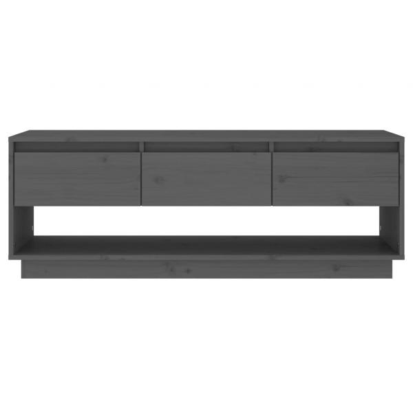 TV-Schrank Grau 110,5x34x40 cm Massivholz Kiefer