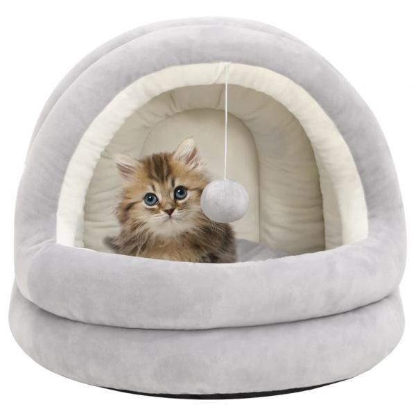 ARDEBO.de - Katzenbett 50x50x45 cm Grau und Creme