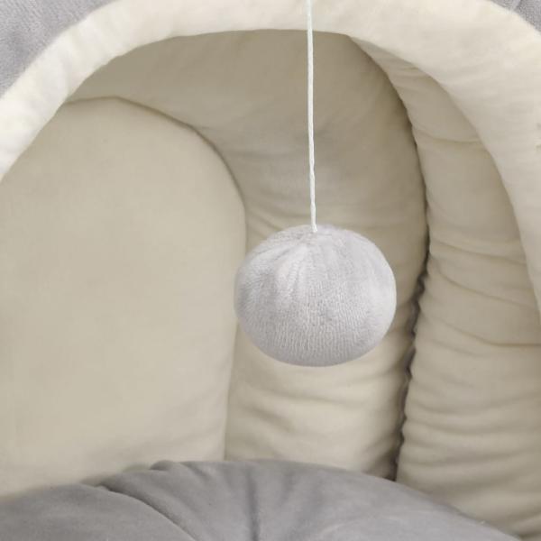Katzenbett 50x50x45 cm Grau und Creme