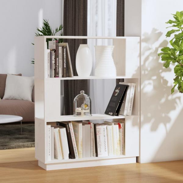 ARDEBO.de - Bücherregal/Raumteiler Weiß 80x25x101 cm Massivholz Kiefer