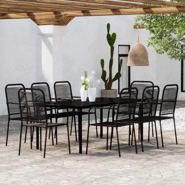 ARDEBO.de - 9-tlg. Garten-Essgruppe Schwarz