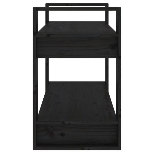 Bücherregal/Raumteiler Schwarz 80x35x56,5 cm Massivholz Kiefer