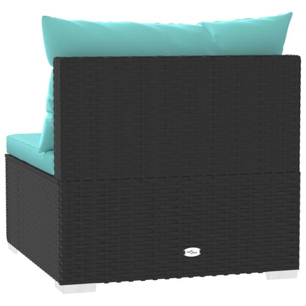 4-Sitzer-Sofa mit Kissen Schwarz Poly Rattan